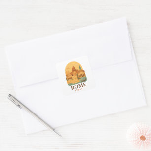 Rome Italy Travel Sticker – Retro Colosseum Art