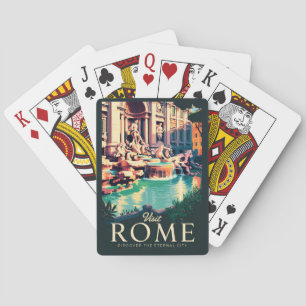 Rome Italy Trevi Fountain Illustration Travel Art Poker Cards
