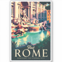 Rome Italy Trevi Fountain Illustration Travel Art