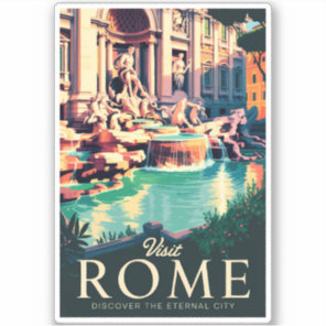 Rome Italy Trevi Fountain Illustration Travel Art Sticker