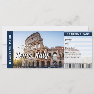 Rome Italy Trip Surprise Boarding Pass Card