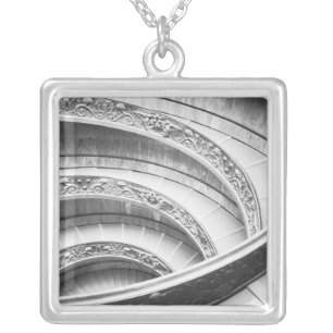 Rome Italy, Vatican Staircase Silver Plated Necklace