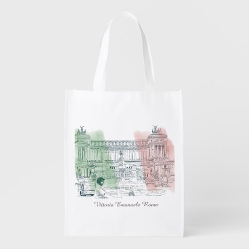 Rome Italy Victor Emmanuel and Italian Flag Colors Grocery Bag