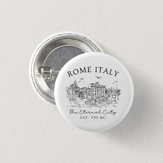 Rome Italy Vintage Button (Front & Back)