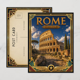 Rome Italy Vintage Colosseum Art Deco Golden Age Postcard