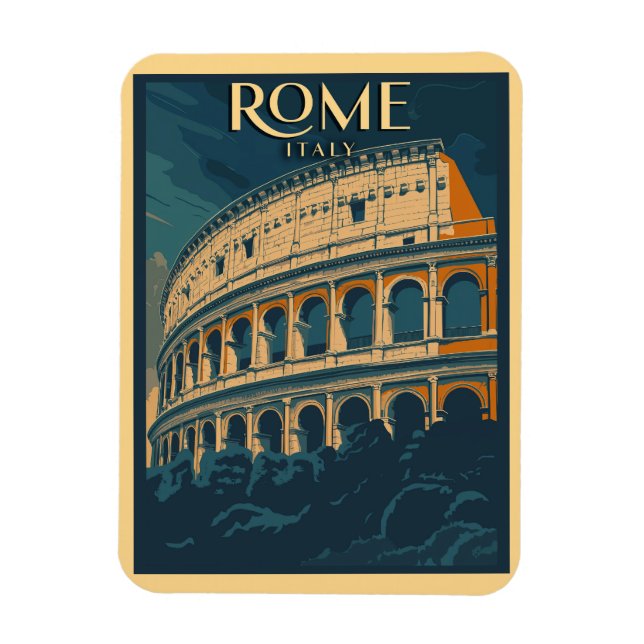 Rome Italy Vintage Colosseum Magnet (Vertical)