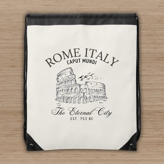 Rome Italy Vintage Landscape Roman Colosseum Drawstring Bag (Creator Uploaded)