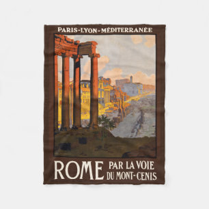 Rome Italy vintage travel fleece blanket