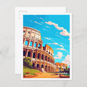 Rome Italy vintage travel illustration Postcard