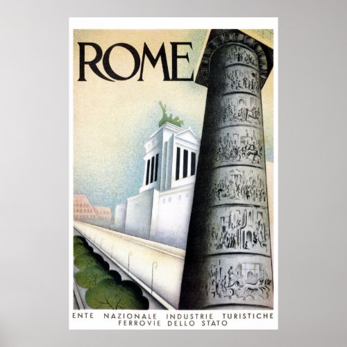 Rome Italy Vintage Travel Poster Restored