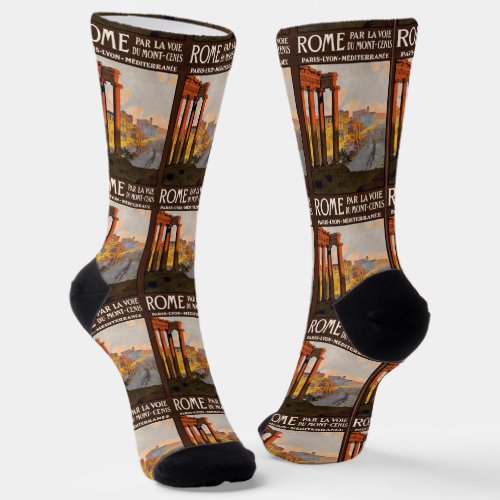 Rome Italy Vintage Travel Socks