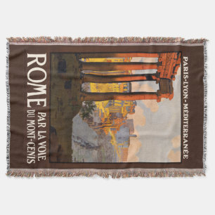 Rome Italy vintage travel throw blanket
