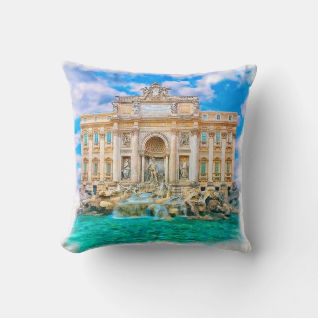 Rome - La Dolce Vita - Trevi Fountain Throw Pillow (Front)