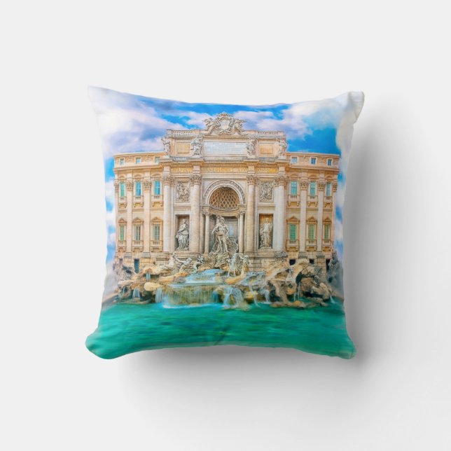 Rome - La Dolce Vita - Trevi Fountain Throw Pillow (Front)