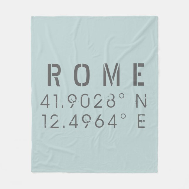 Rome Latitude and Longitude Fleece Blanket (Front)
