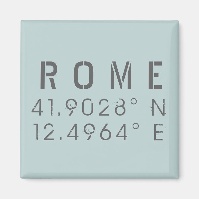 Rome Latitude and Longitude Magnet (Front)