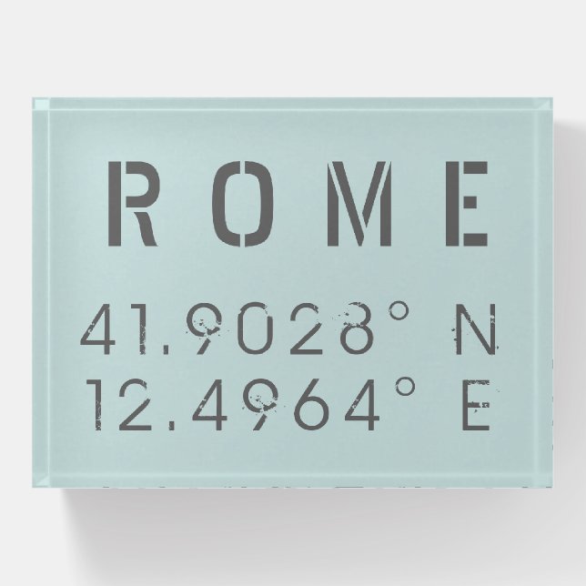 Rome Latitude and Longitude   Paperweight (Front)