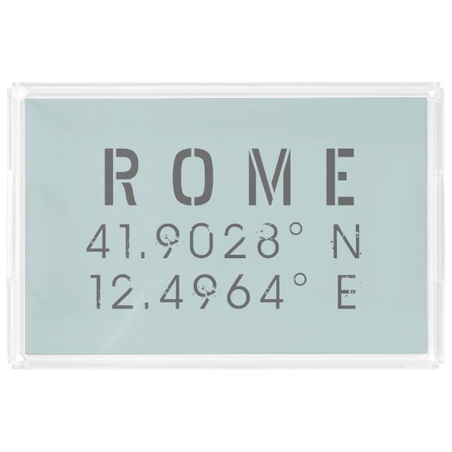 Rome Latitude Longitude Acrylic Tray (Front)