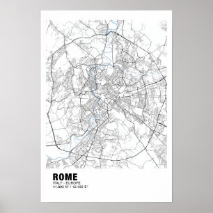 Rome Map Poster - Italy White Map