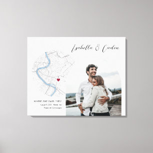 Rome Map Wedding Engagement Photo Gift Canvas Print