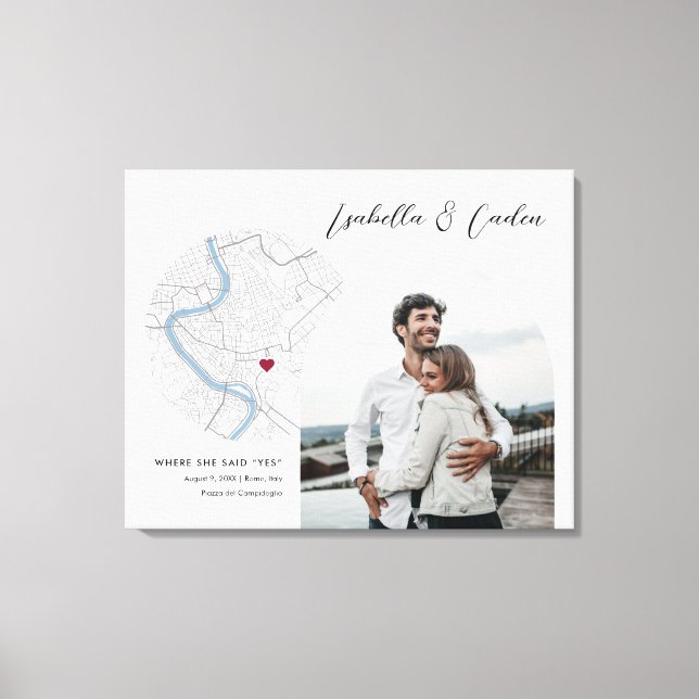 Rome Map Wedding Engagement Photo Gift Canvas Print (Front)