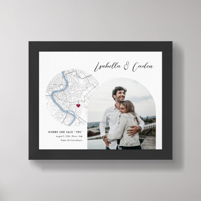 Rome Map Wedding Engagement Photo Gift  Framed Art (Framed Front)