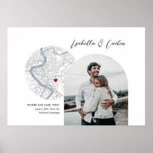 Rome Map Wedding Engagement Photo Gift Poster