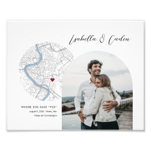 Rome Map Wedding Engagement Photo Gift Print