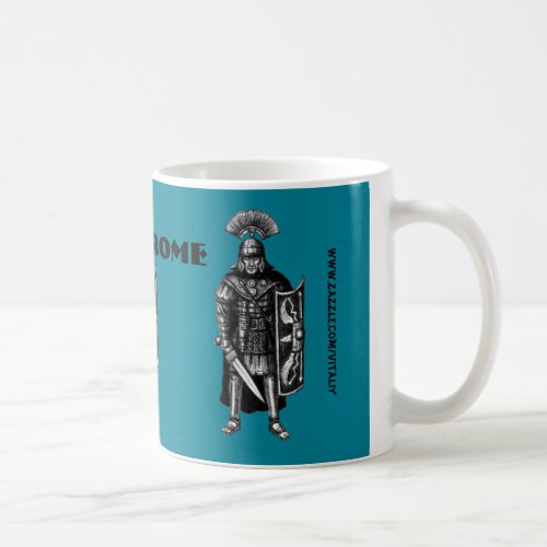 Rome mug with Roman centurion ink pen drawing art