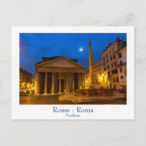 Rome _ Pantheon at full moon postcard with text