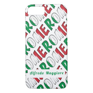Rome Pattern Flag of Italy Colors Add Name iPhone 8/7 Case