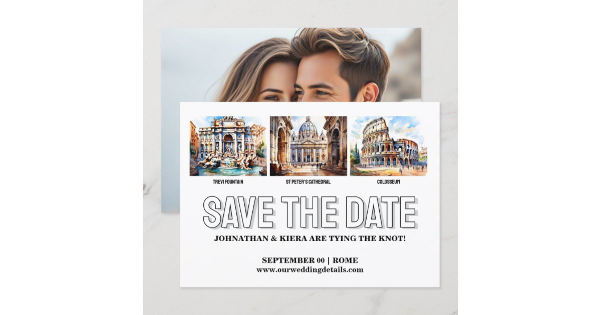 Rome photo save the date wedding destination invitation | Zazzle