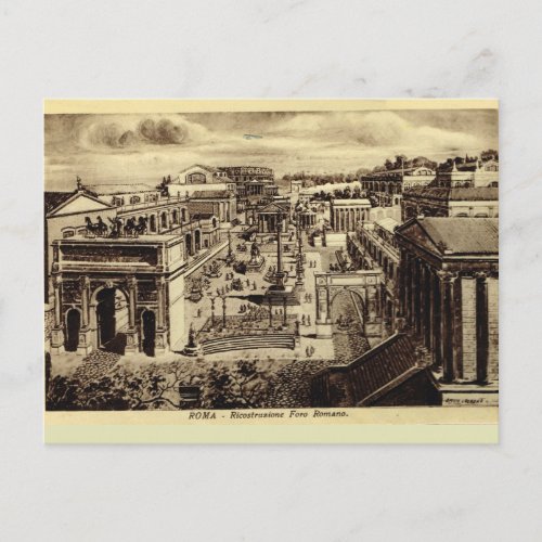 Rome Roman Forum artists impression Postcard