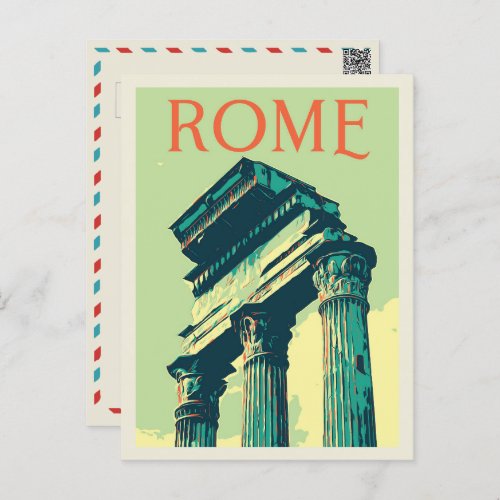 Rome roman ruins illustration Italy Postcard