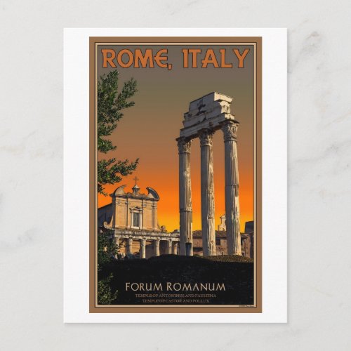 Rome _ Temple Ruins in Forum Romanum Postcard
