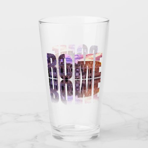 Rome text souvenir glass