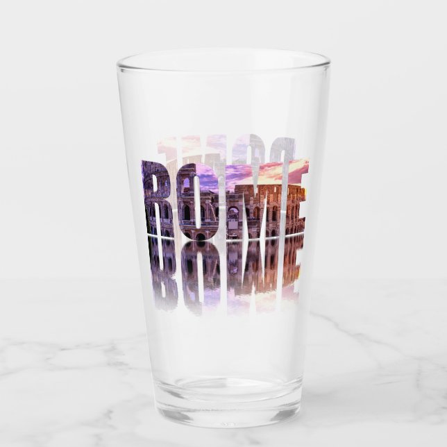 Rome text souvenir glass (Front)