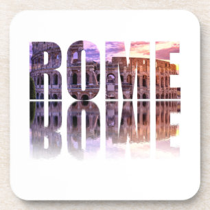 Rome text souvenir square beverage coaster
