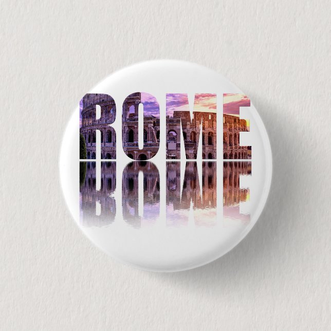 Rome text souvenir square button (Front)