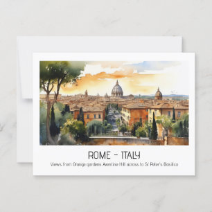 Rome tourist attractions St Peter's watercolor Postcard