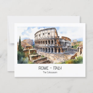 Rome tourist attractions watercolor Colosseum Postcard