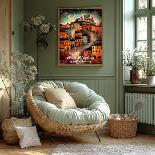 Rome Travel – Whimsical Illustrated Cityscape Poster