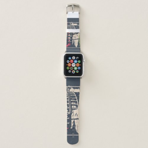 Rome Typography Eiffel Tower Poster Apple Watch Band