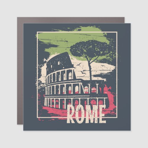 Rome Typography Eiffel Tower Poster Car Magnet