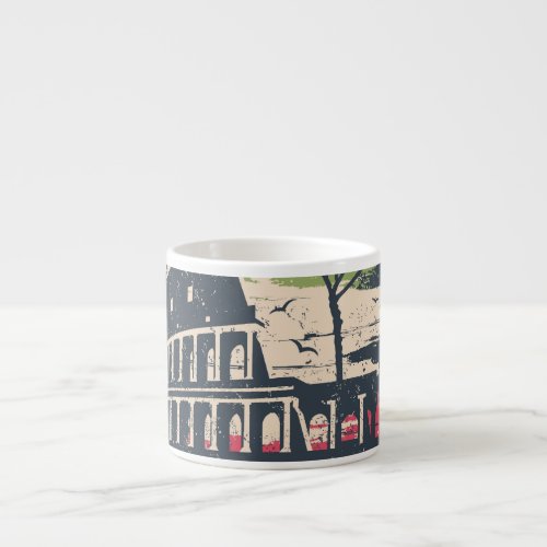 Rome Typography Eiffel Tower Poster Espresso Cup