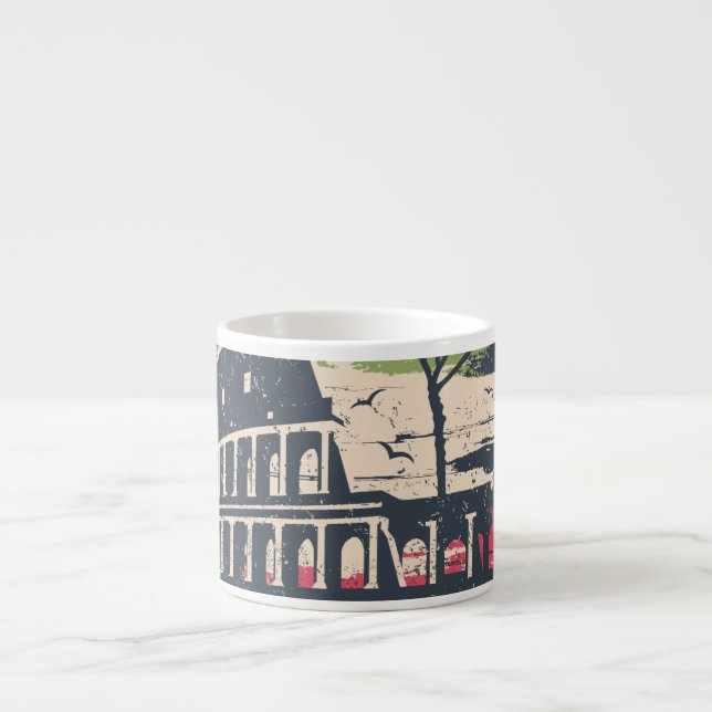 Rome Typography: Eiffel Tower Poster. Espresso Cup (Front)