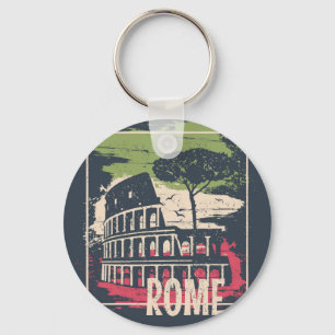Rome Typography: Eiffel Tower Poster. Keychain