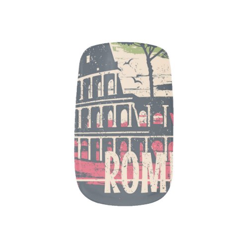 Rome Typography Eiffel Tower Poster Minx Nail Art