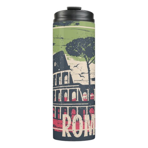 Rome Typography Eiffel Tower Poster Thermal Tumbler