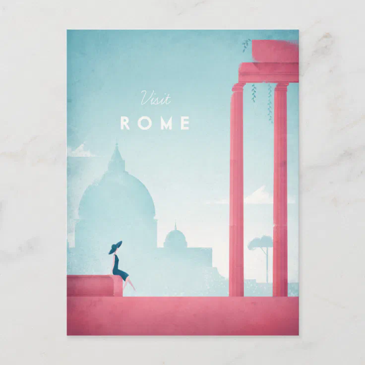 Rome Trevi Fountain Travel Poster Minimalistic Advertising 